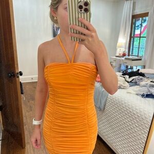 Blue Blush Orange Bodycon Halter Dress Night Out